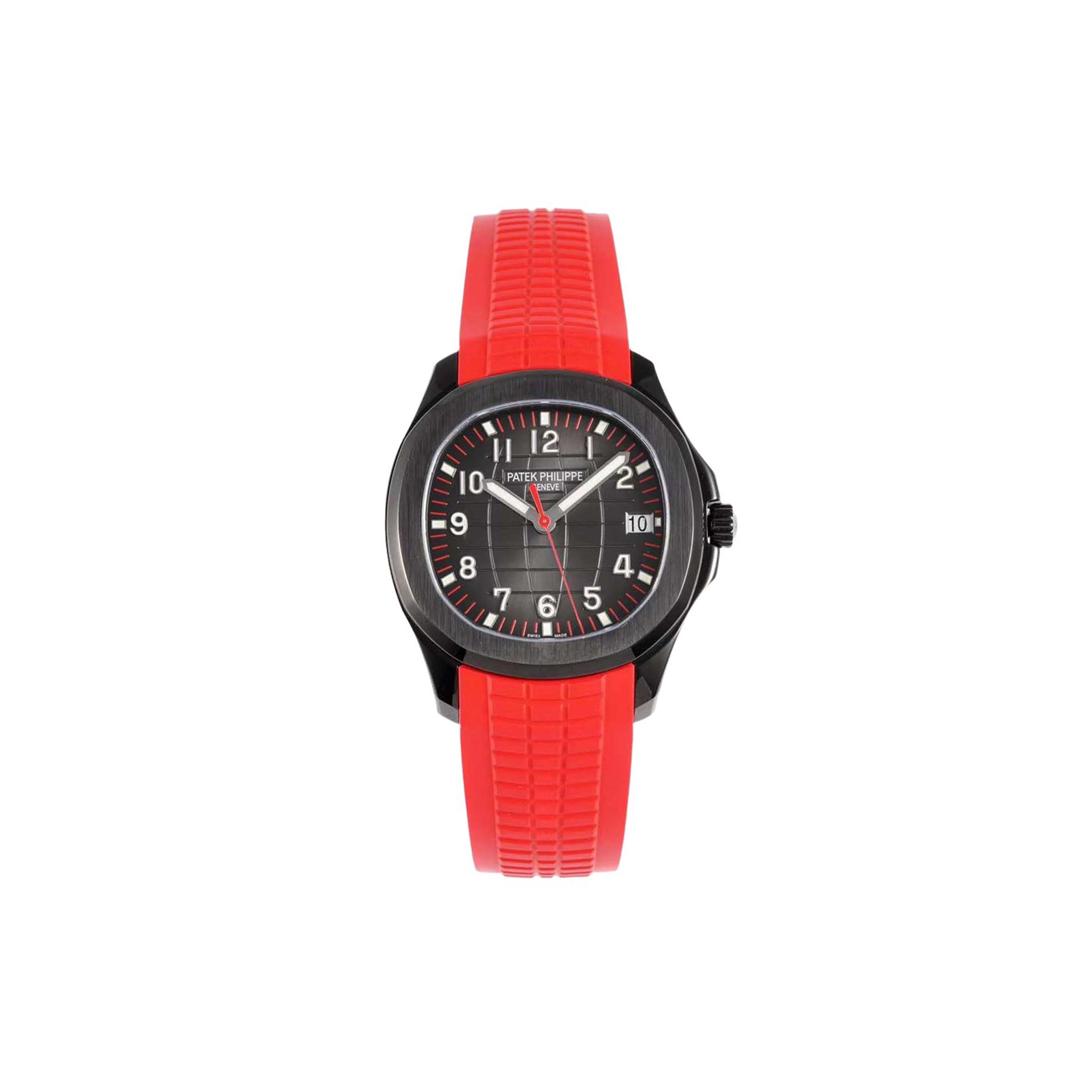 PATEK PHILIPPE AQUANAUT‘BLACK VENOM’BLACK DIAL ON RED RUBBER STRAP WATCH 5167A